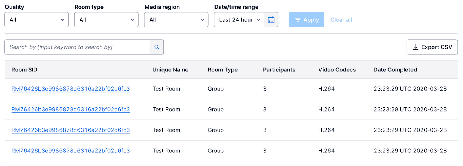 Screenshot of a Filter Group pattern example